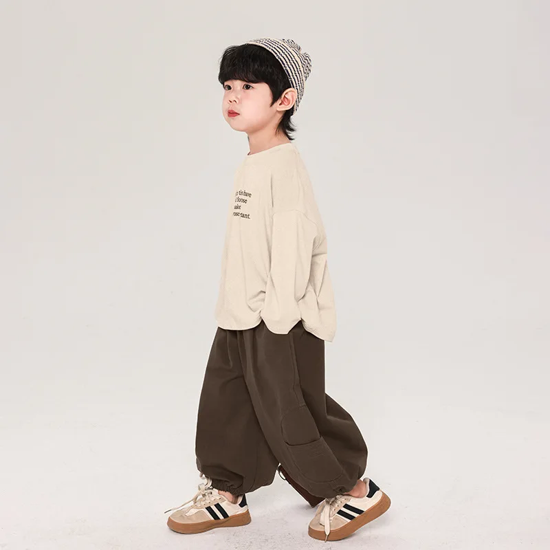 Children Clothing Kids Casual T-shirt Long Sleeve Korean Style Loose Spring and Autumn Cotton Casual Simple Kids T Shirt