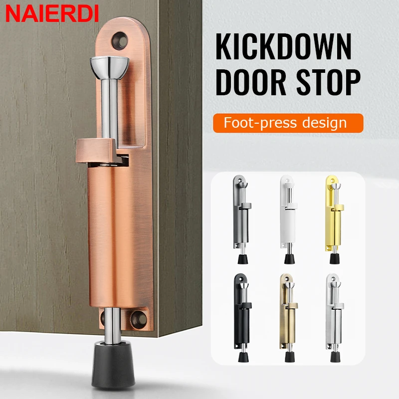 

NAIERDI Easy Step Door Stopper Kickdown Door Stop Spring Loaded Telescopic Step On/Off Door Holder Randomly Stop Hardware