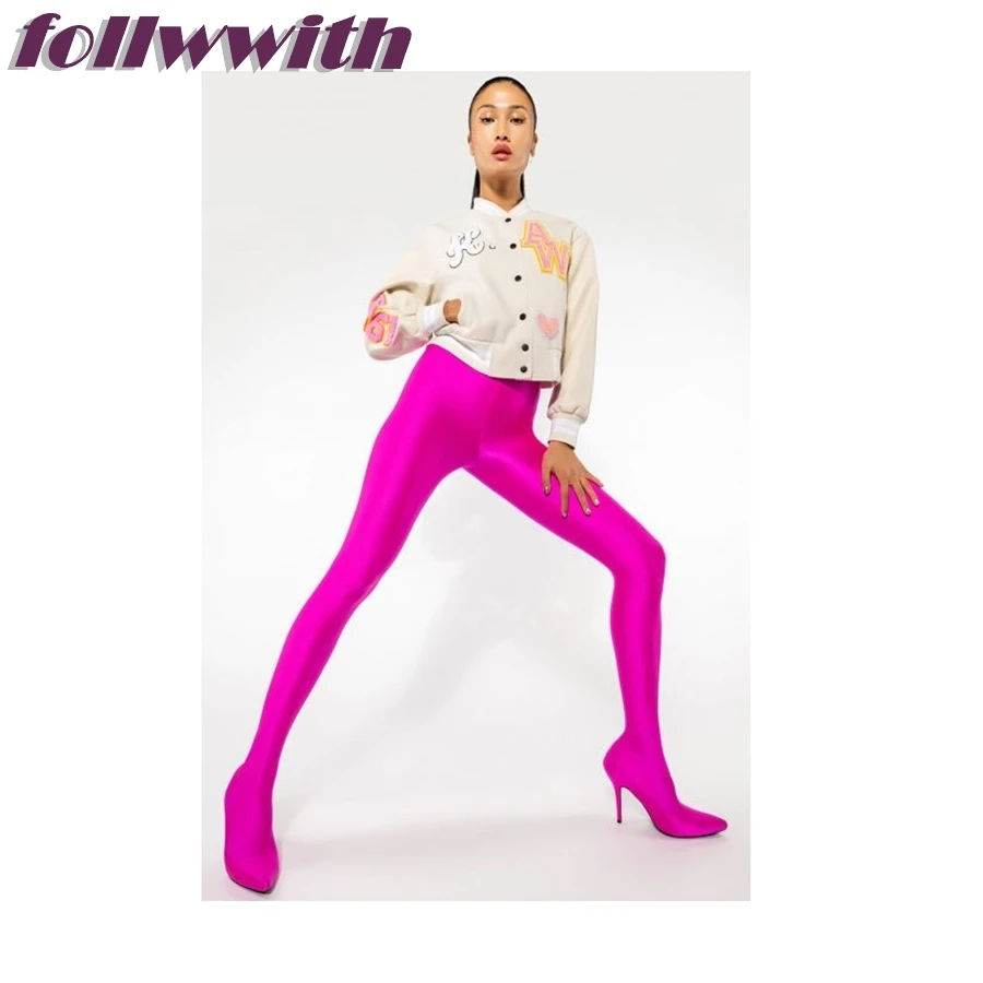 New Brand Woman Super Long Pants Boots Pink Solid Slim Designer Catwalk Sexy  Winter All Match Concise Shoes