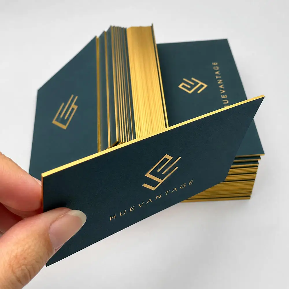 Custom Black Cotton Paper Business Cards Gold Foil Stamping Embossed Design High End Company Logo Visiting Card Printing