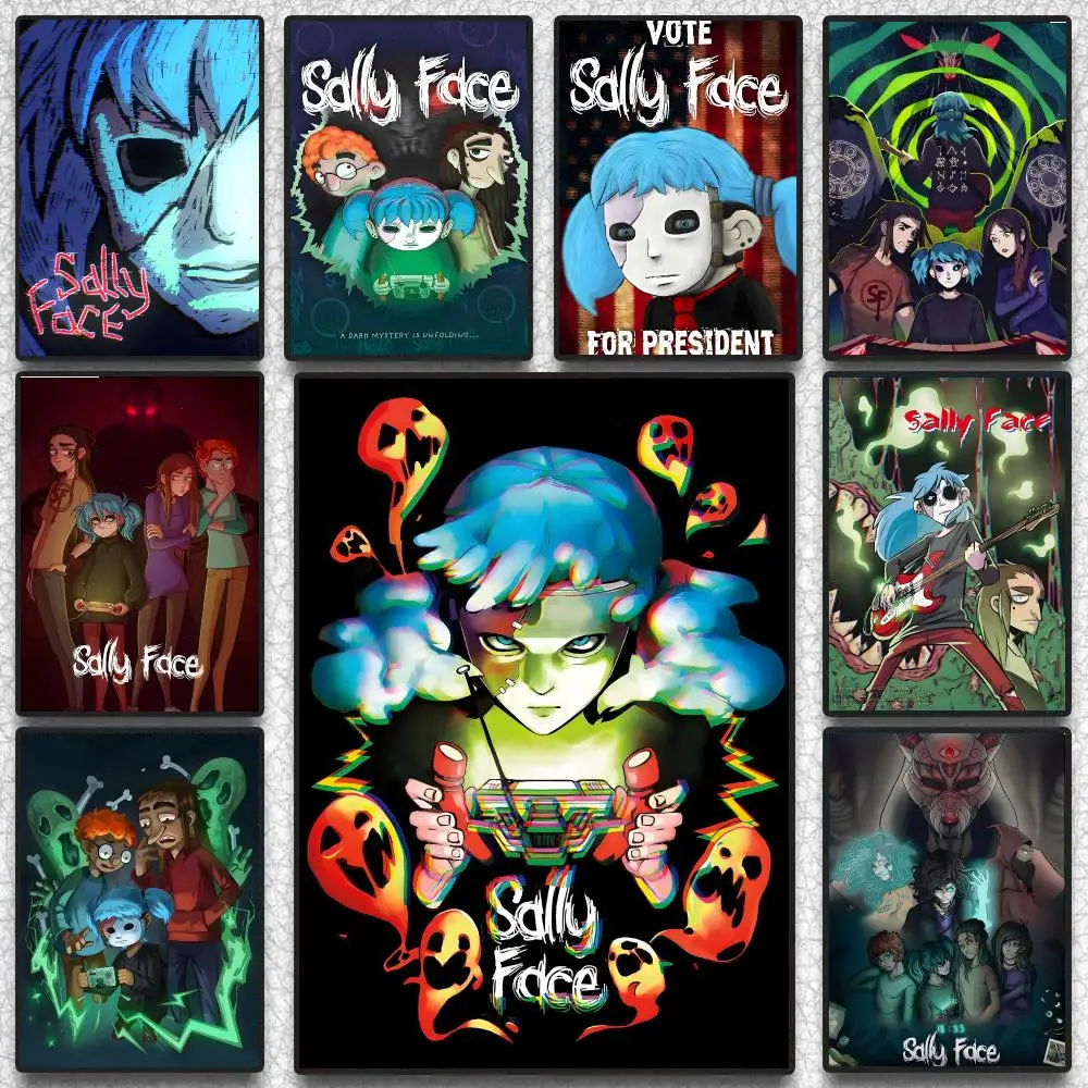 Game S-Sally Face Poster Hot Self-adhesive Art Paper Sticker Coffee House Bar Room Wall Decor