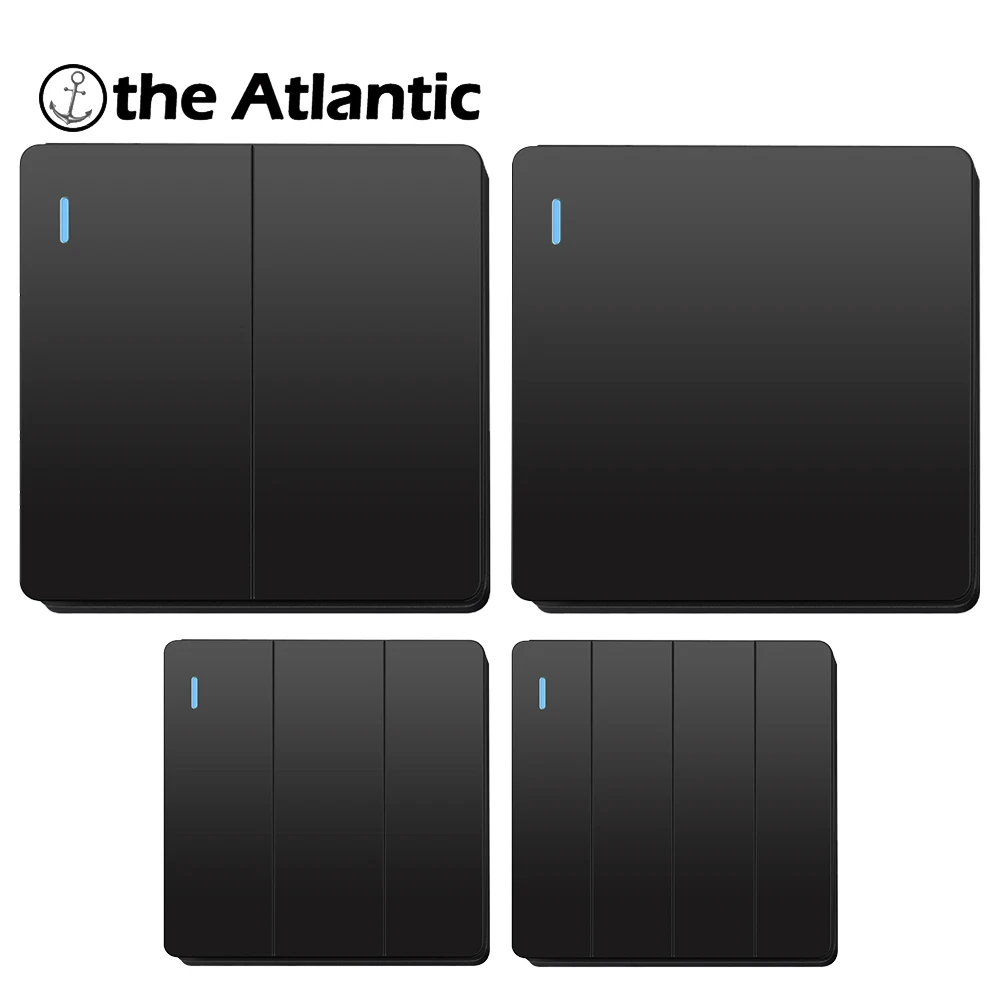 

86 мм * 86 мм 16A 110 В-250 В 1 2 3 4 Gang 1 2-позиционный настенный выключатель с коромысным рычагом и люминесцентной черной пластиковой рамкой