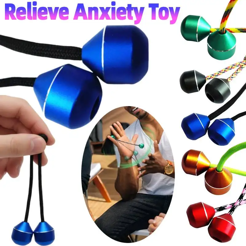 Metal Fidget Skill Worry Beads Relieve Anxiety Toy Spin & Bump Movement Stress Relief Toy for Men Women Youngs Skill Players
