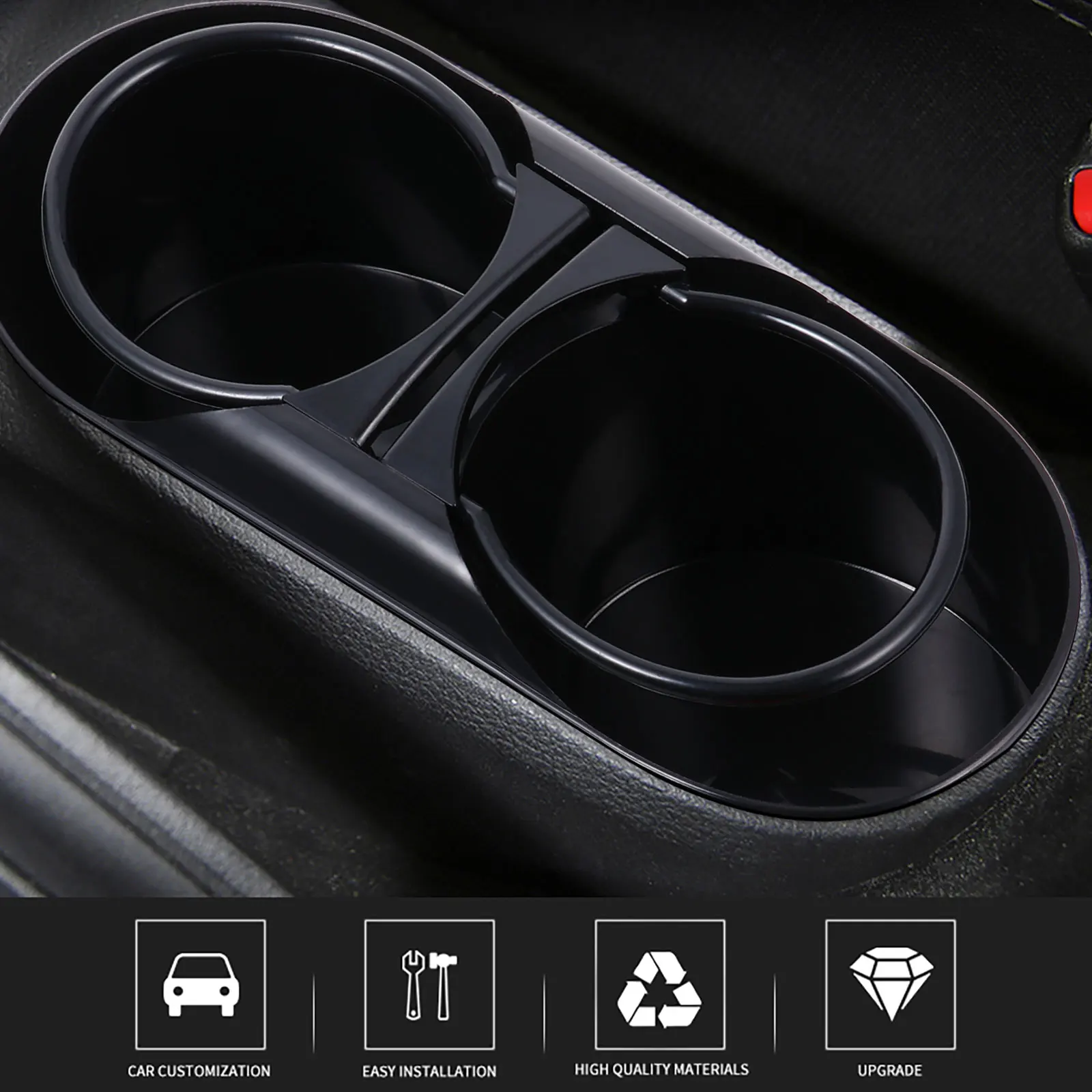 

Durable Plastic Car Drink Holder Bottle Rack Multipurpose Double Support Stand Coffee Can Storage Vehicle Organizer
