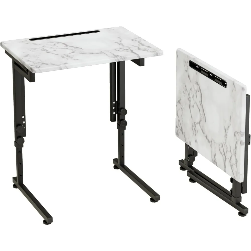 

TV Tray, Folding TV Dinner Table, Adjustable Small C-Shaped End Tray for Eating, Foldable Slide Under Couch Side Table for Recli