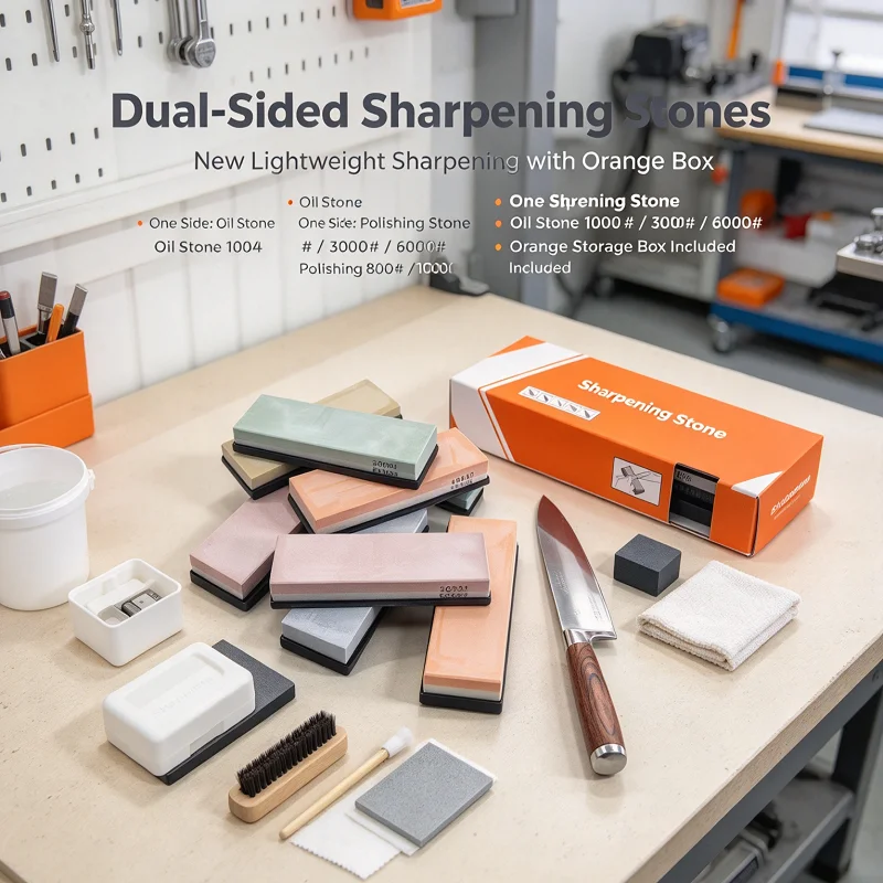 Knife Sharpening Stone Whetstone 1000 6000 - حجر شحذ سكاكين منزلي جديد ذو