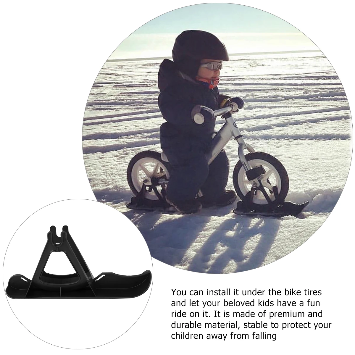 

High-Quality Kids Ski Snow Sled Board Winter Fun Safe All Weather Tire Scooter Black Outdoor Playground