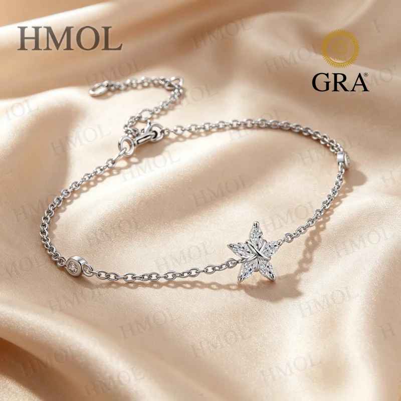 Moissanite Bracelet Total 0.5ct Marquise Cut D VVS1 GRA 925 Silver Hypoallergenic Factory Direct Fine Jewelry Ideal Gift for Her