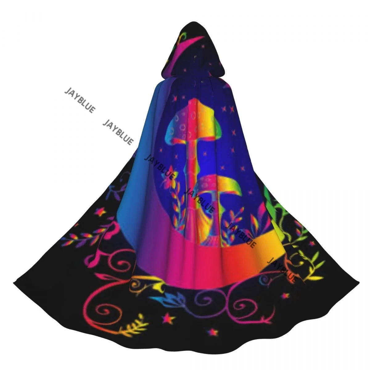 Унисекс для взрослых, небесный мистический костюм в стиле бохо с грибами, волшебный плащ с луной и звездами, длинный костюм ведьмы с капюшоном, косплей