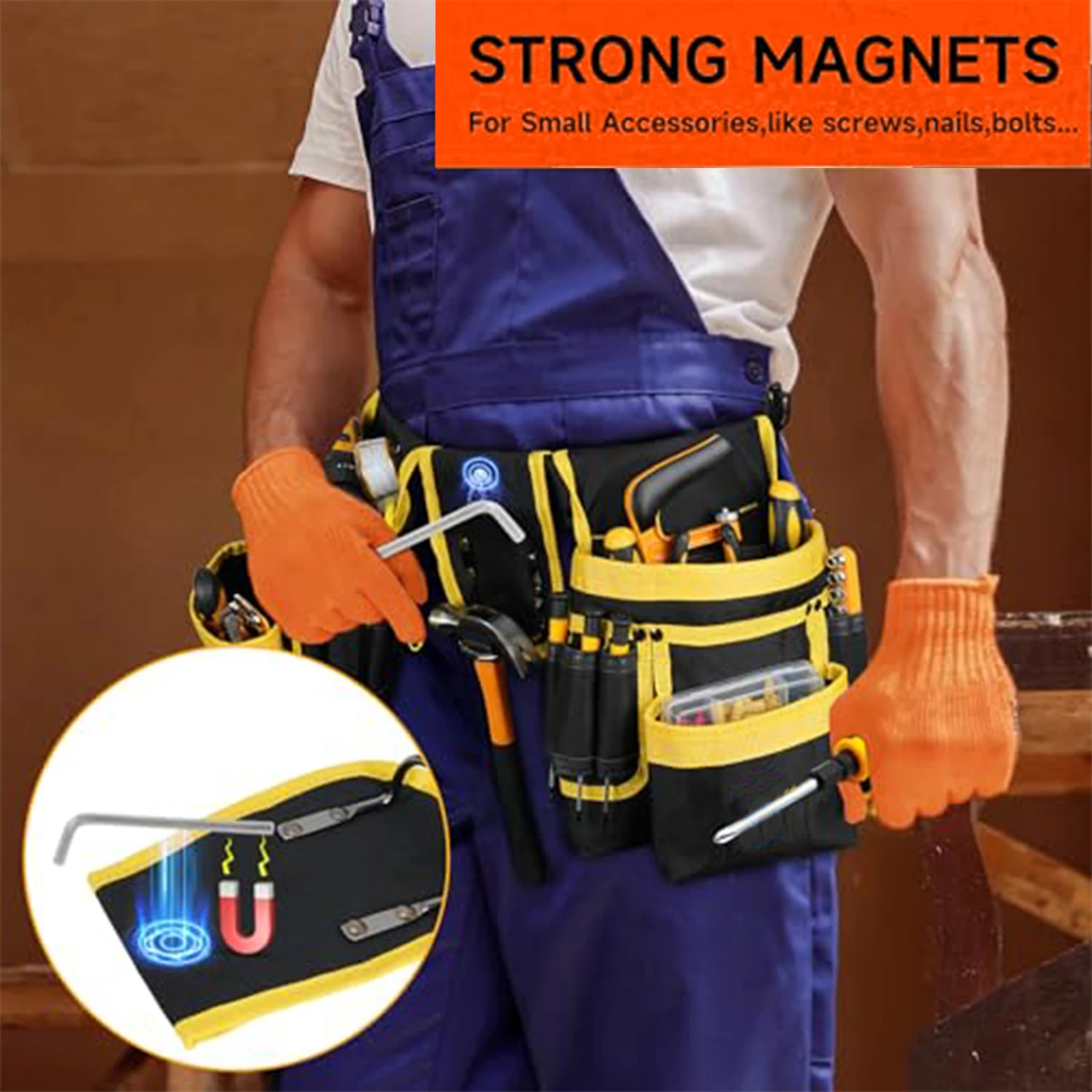27 Pockets Organizer Magnetic Tool Belt On-site Construction Quick-release Buckles Detachable Pockets For Construction Workers