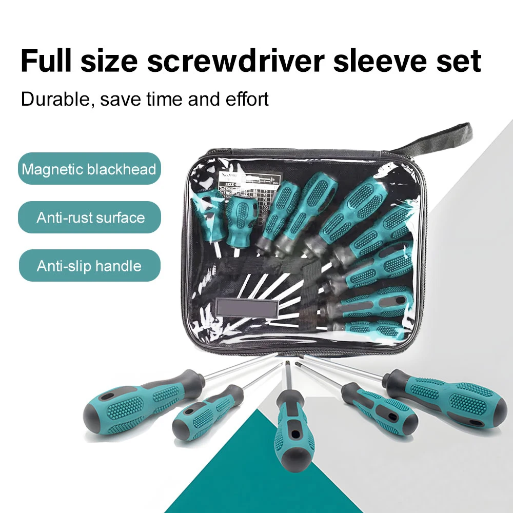 9Pcs Screwdriver Set With Magnetic Household Multifunctional Cross Straight Screwdriver Manual Screwdriver Set Maintenance Tool