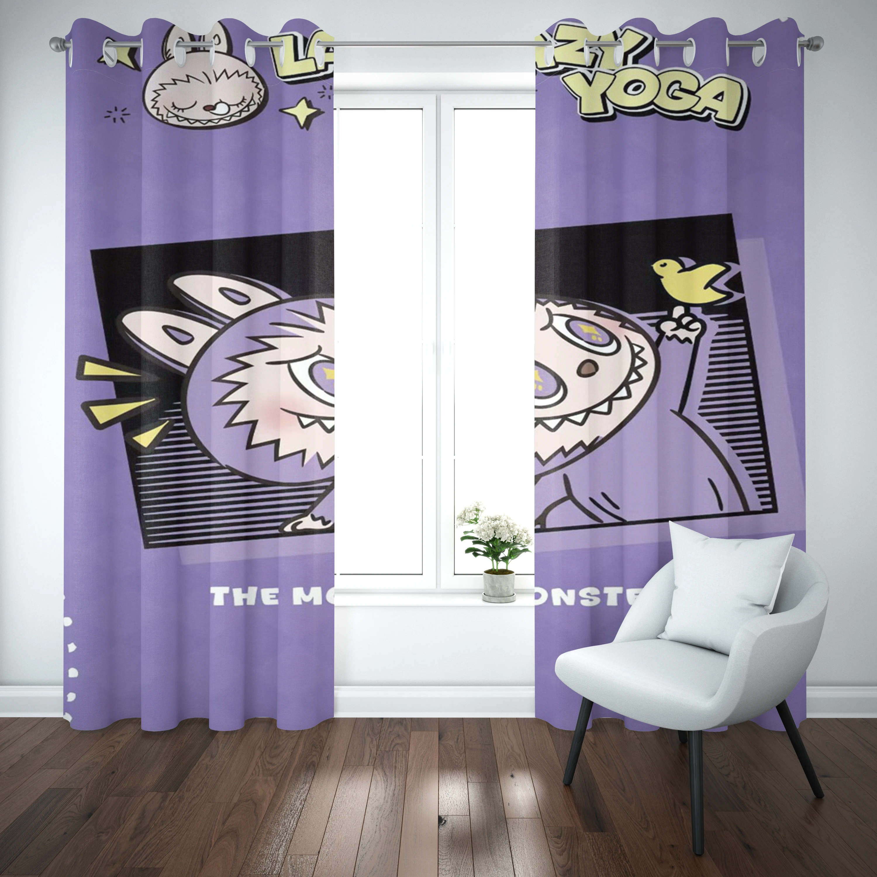 Curtain Zimomo The Monsters Cartoon Window Decoration 100% Polyester Shade Curtains Bedroom Living Room Home 2 Tablets