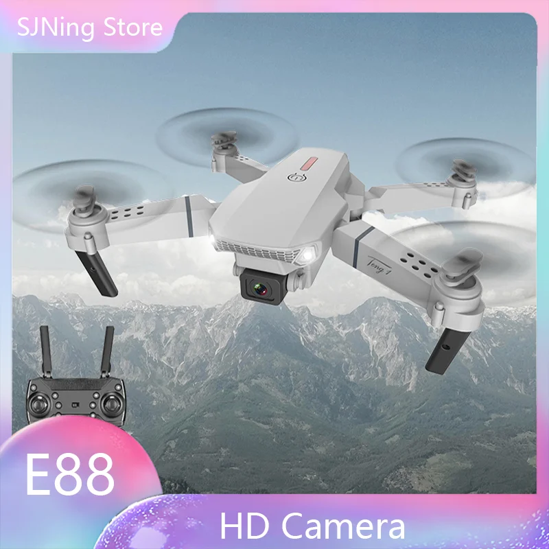 E88 RC Drone With Camera HD Wifi Fpv Professional Photography Foldable Quadcopter Fixed Height Drones Gifts Toys Boys