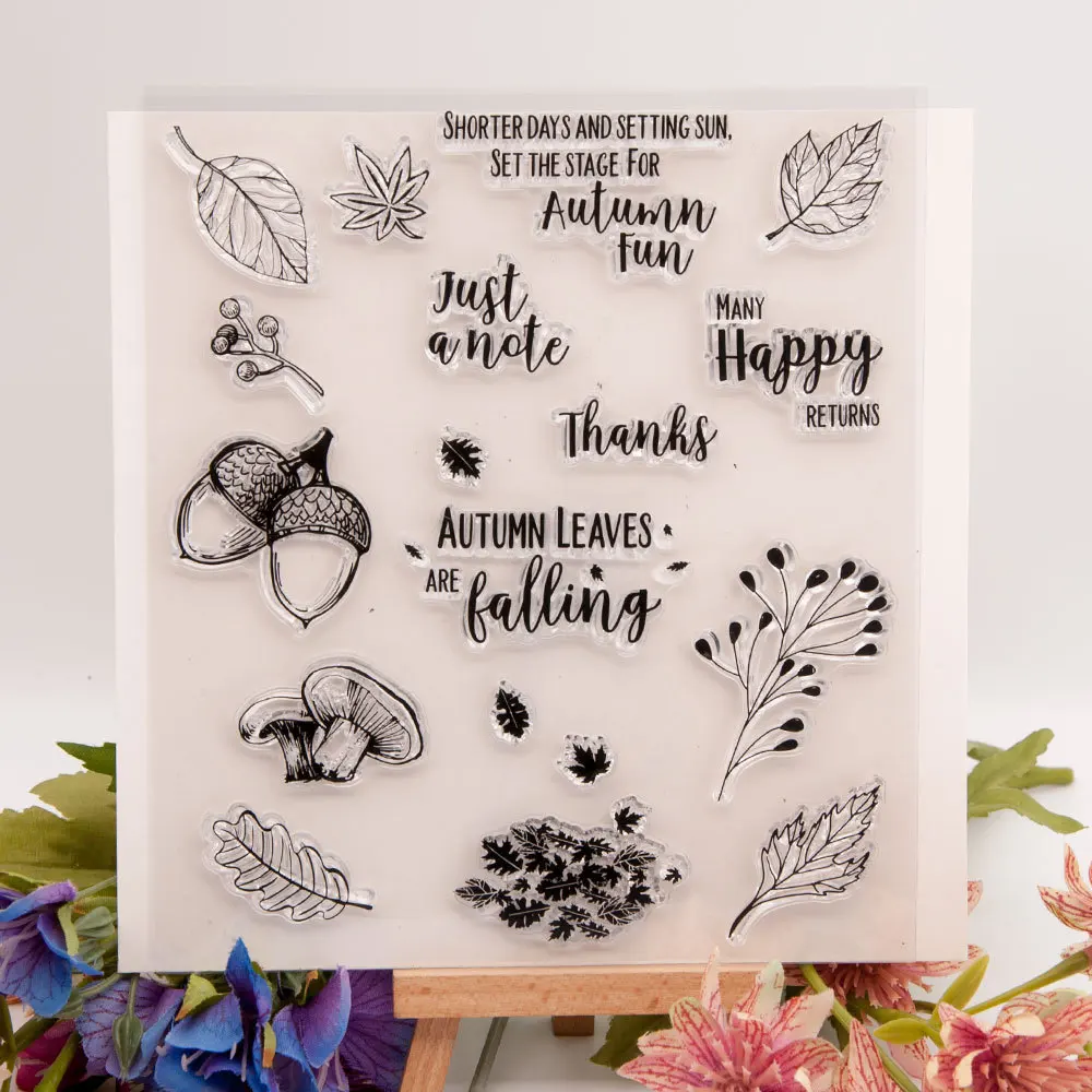 

Hot Sale Autumn Leaves Clear Stamps Seal for DIY Scrapbooking Card Rubber Stamp Making Photo Album Handemade Crafts Decoration