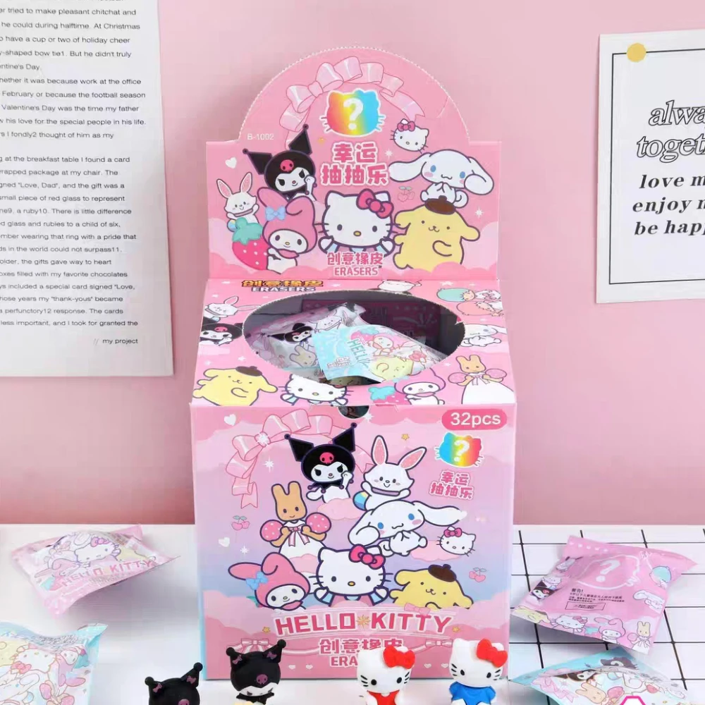 

Sanrio Hello Kitty Cinnamoroll Dolls Eraser Kawaii Kuromi Melody Student Stationery Erasers Book Cleaning Tool Gifts For Girls