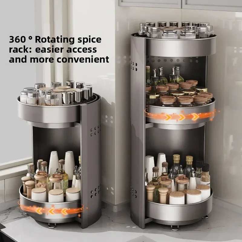 Multi-functional Countertop corner rack Rotating condiment rack Multifunctional corner storage rack