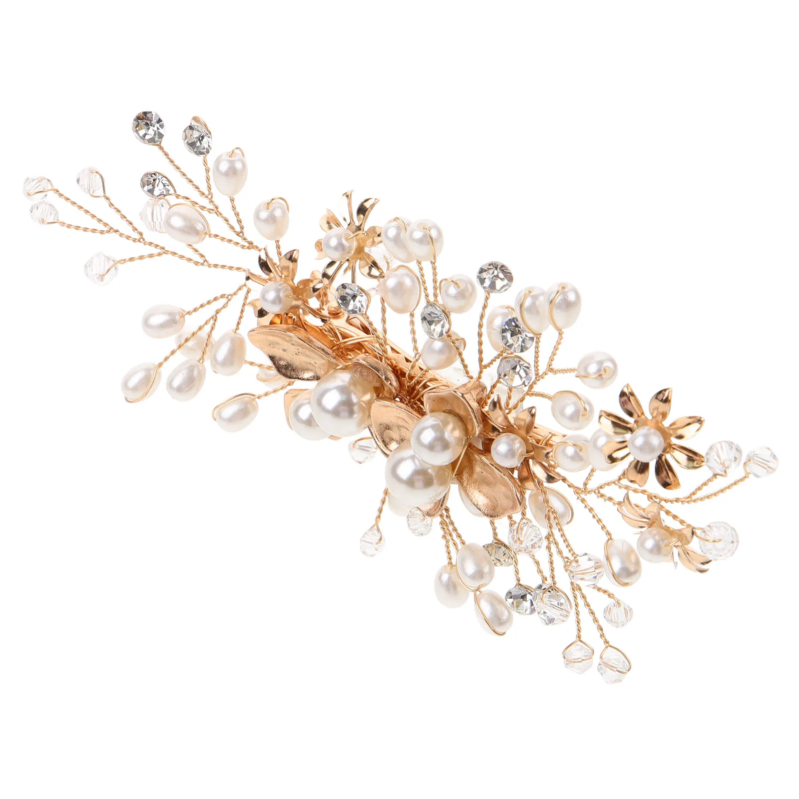 

Pearl Hair Clip Headpiece Bridal Wedding Clips for Women Artificial Pearl Gold Color Accessories