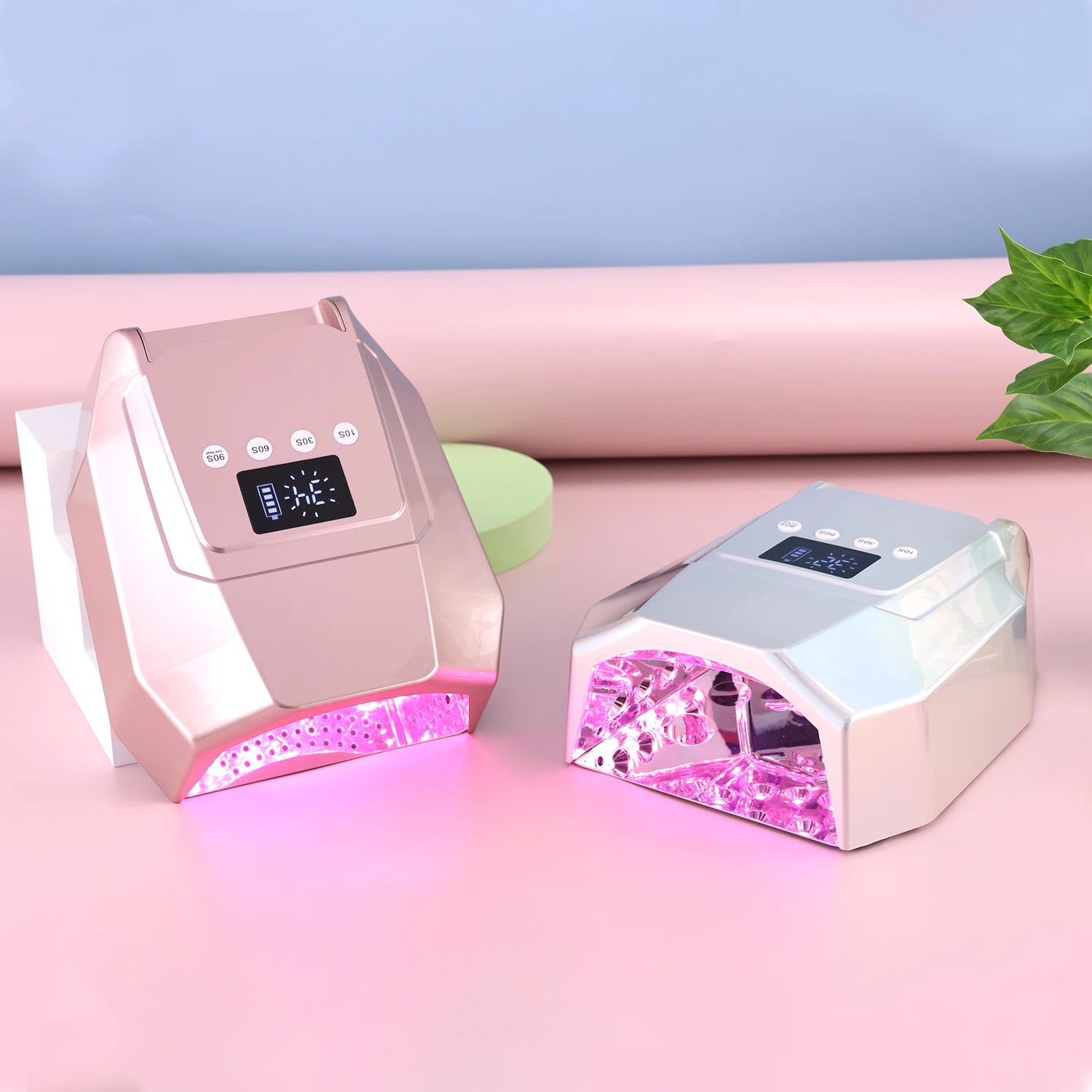 Pro 98W Nail Lamp Cordless Rechargeable UV LED Nail Dryer for Curing Gel Polish Powerful Pink Light Nail Lamp Machine