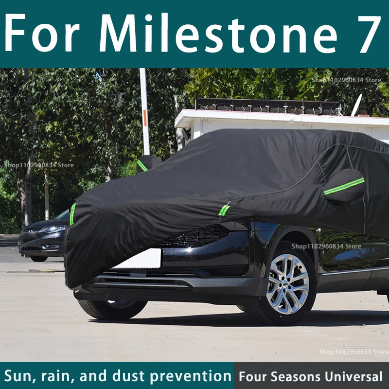 

For Milestone7 210T Full Car Covers Outdoor Uv Sun Protection Dust Rain Snow Protective Anti-hail Car Cover Auto Black Cover