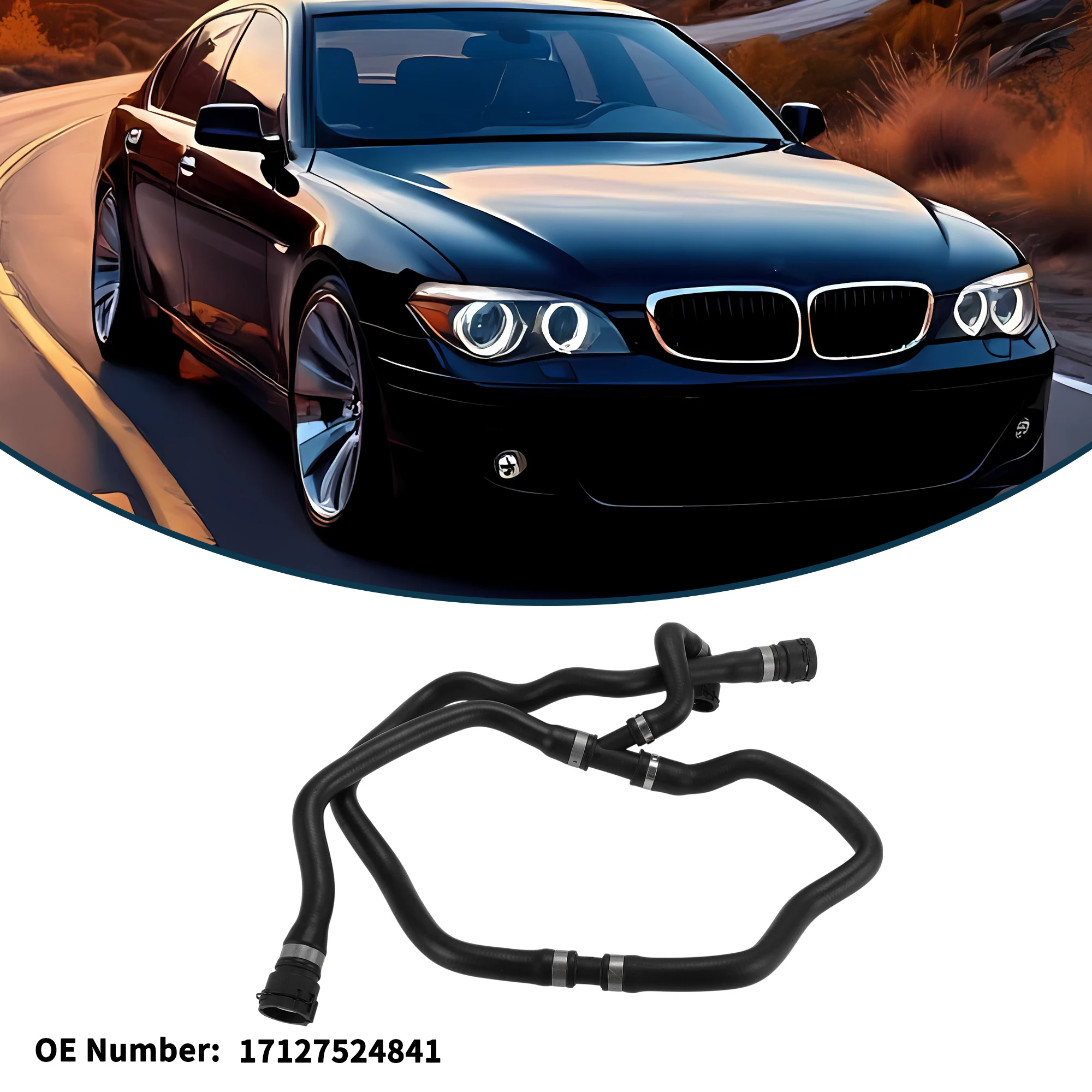 Motoforti Manguera de radiador Manguera de calentador No.17127524841 para BMW Serie 7 03-08 Tubo de refrigerante de goma Negro 1 pieza