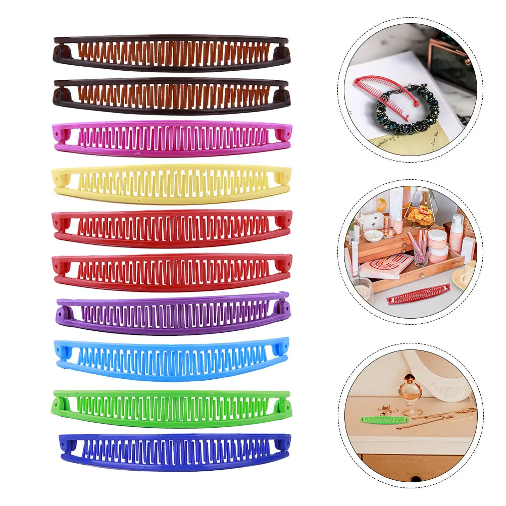 10Pcs Colorful Hair Comb Ponytail Holder Reusable Non Slip Hair Clips for Women Women Hairpins Female Hairpin