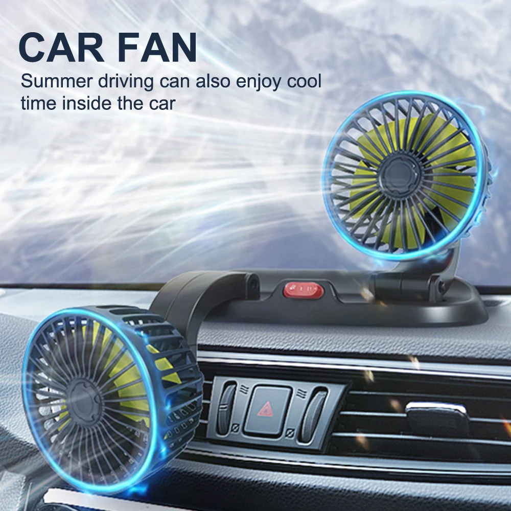 

5V 12V 24V Car Fan Cooling Car Fan Dual Head Usb Car Fan 2 Speeds Adjustable Auto Cooler Air Fan Car Accessories Wind Regulation