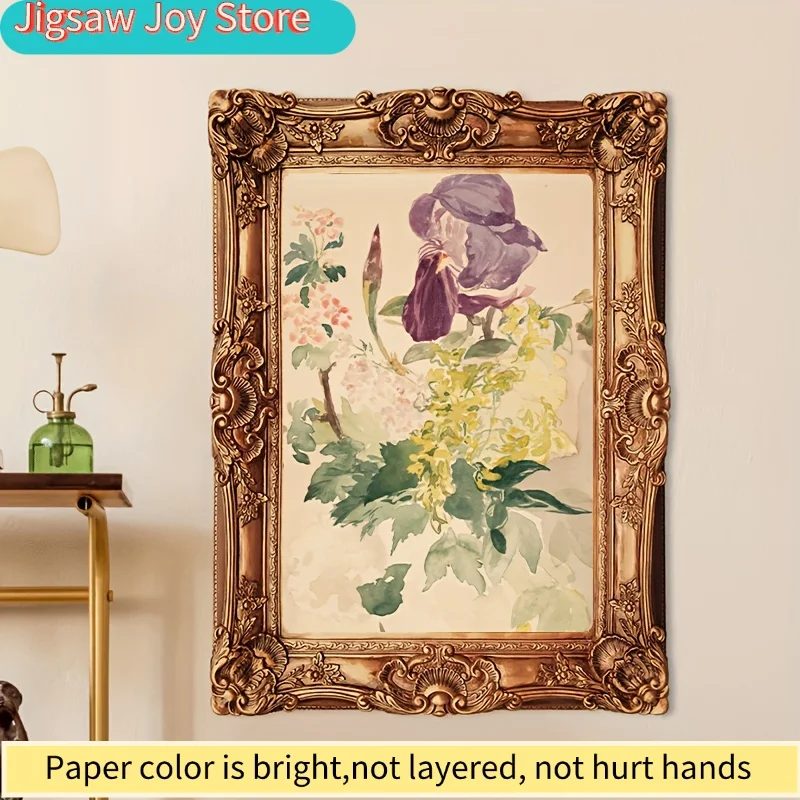 500 قطعة لغز فني لـإدوارد مانيت بعنوان 'قطعة زهور مع زهور الأقحوان' - لغز صغير صعب مناسب للبالغين، محمول ومستطيل الشكل