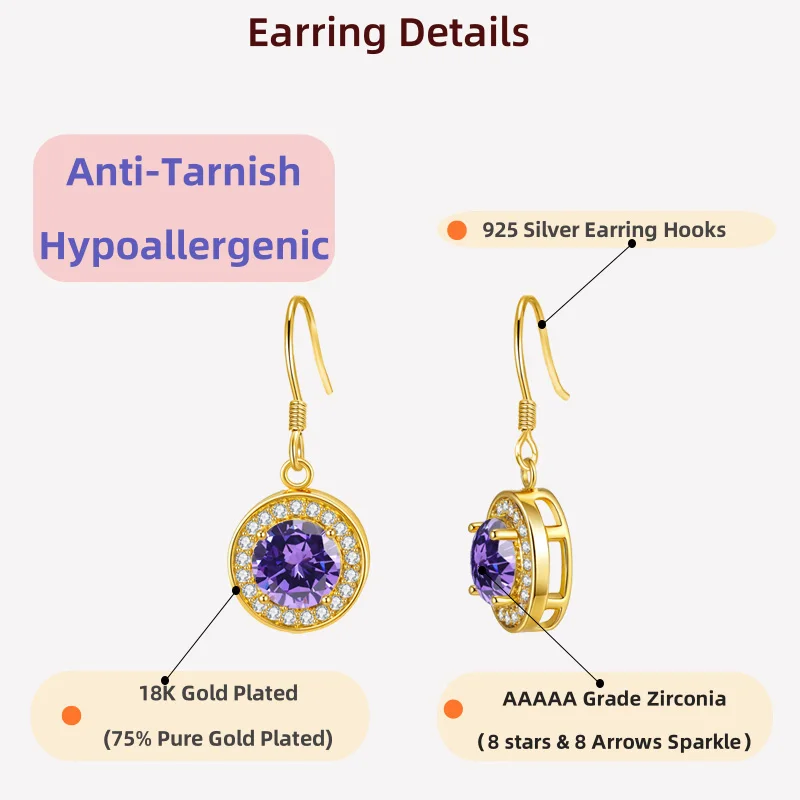 

LAMVOICE Jewelry for women, S925 sterling silver zirconia earrings, Christmas day gifts for her,j ewelry with gift box