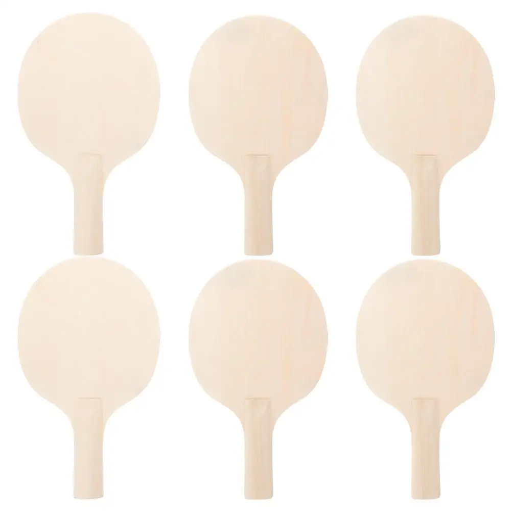

6 Pcs Table Tennis Paddle Blanks Unpainted Wooden Racket Craft DIY Kit Lightweight Durable Pong Paddle Blank Game Rackets