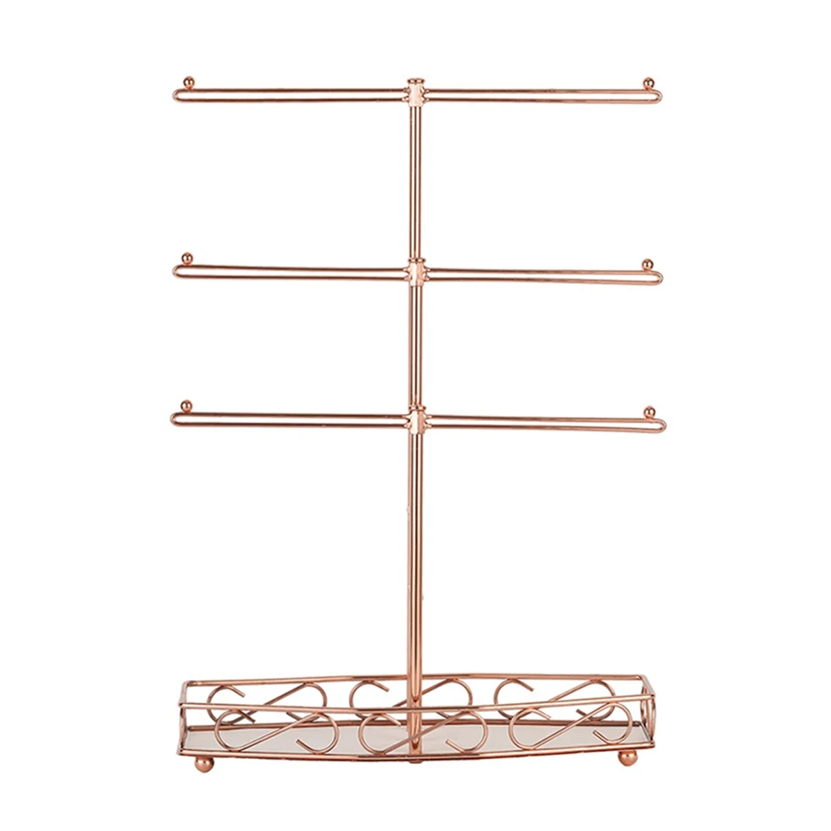 CGS-Rose Gold T-Shaped Jewelry Removable 3-Tier Bracelet Storage Rack Earrings Necklaces Rings Jewelry Stand