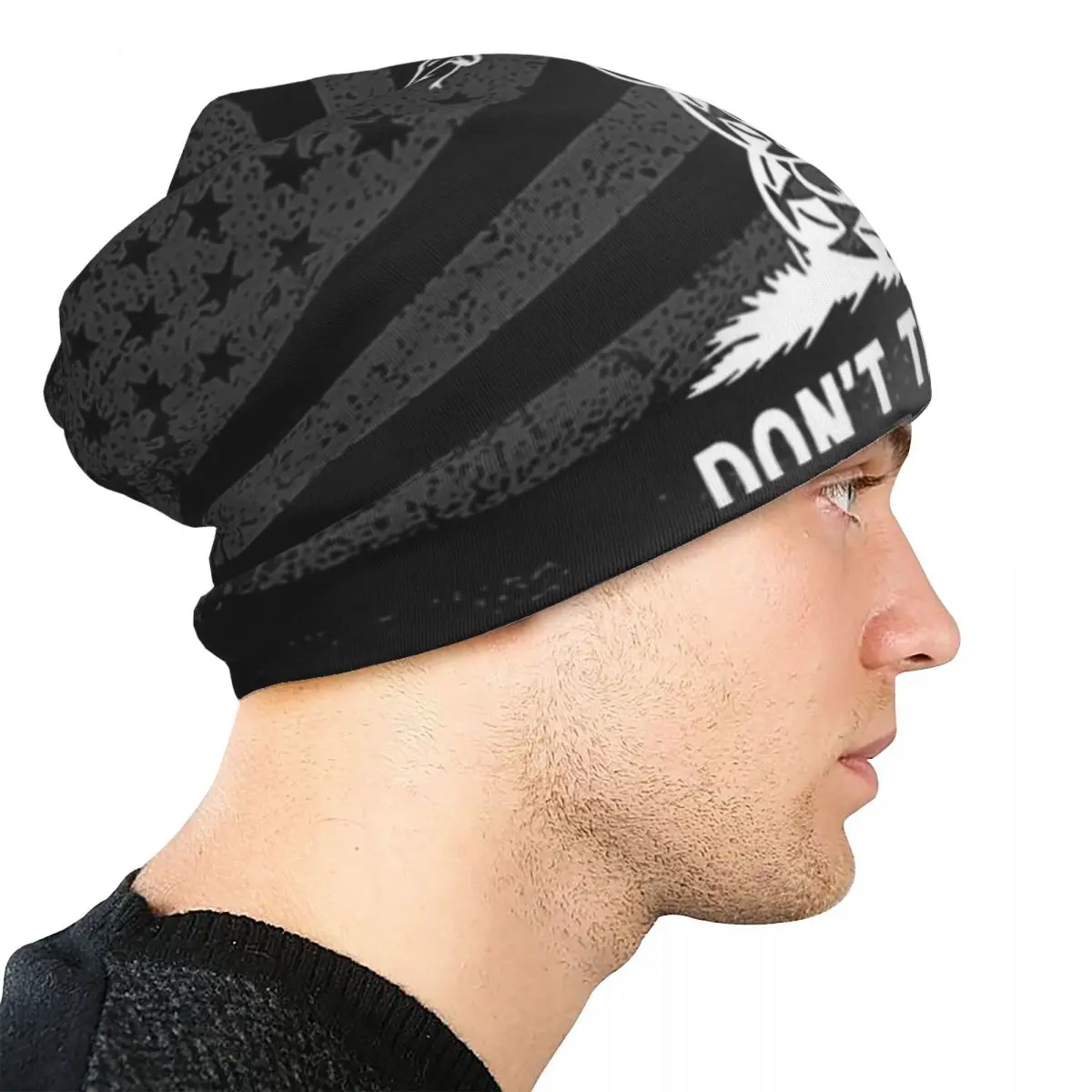 Black & White Dont Tread On Me American Flag Skullies Beanies Hat Vintage Men Women Outdoor Cap Warm Dual-use Bonnet Knit Hat image 5