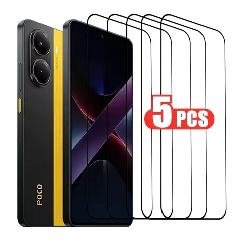 5PCS Tempered Glass for POCO X7 X6 X5 X4 X3 Pro M7 M6 Screen Protector for POCO F7 Ultra F6 F5 F4 Pro C75 C65 C40 9H Glass Film