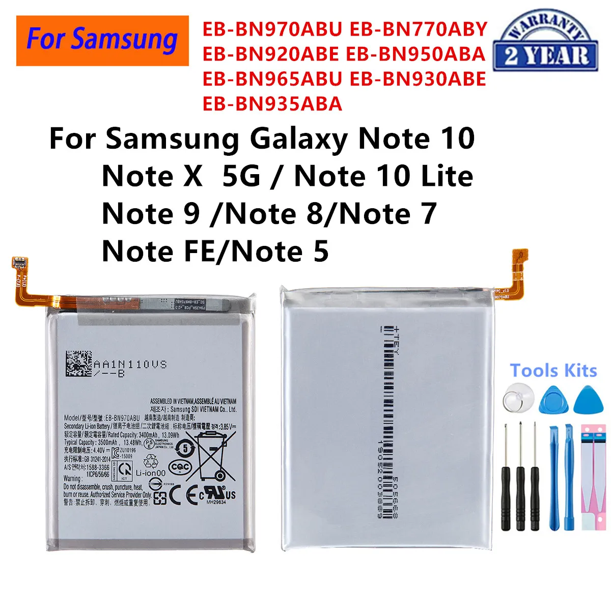 EB-BN970ABU BN920ABE BN965ABU BN920 BN950 Battery For Samsung Galaxy Note X 5G/Note 10 Lite/Note 9 8 7 Note FE/Note 5 Batteries