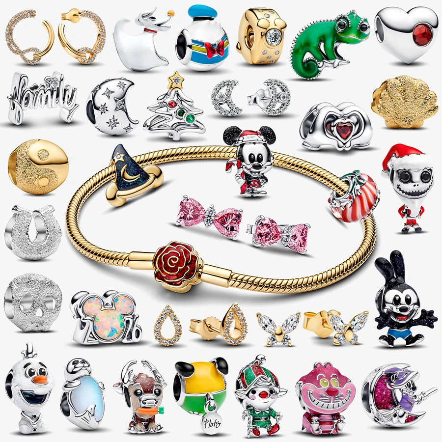 

2026 New 925 Silver Ice Column Love Heart Star Stone Texture Skull Chameleon Mushroom Bead Pendant Exquisite DIY Charm Jewelry