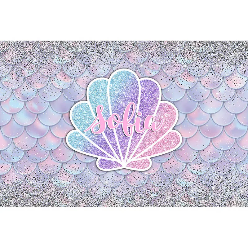 반짝이 인어 공주 사진 배경, 신생아 초상화 사진 배경, 포토콜 소녀 생일 배경 장식