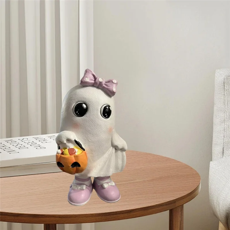 

Ghost Statue With Purpleshoes And Bow, 2024 Halloween Spooky Ghost Statue Decor, Mini Ghosts Small Scary Ghost Figurine
