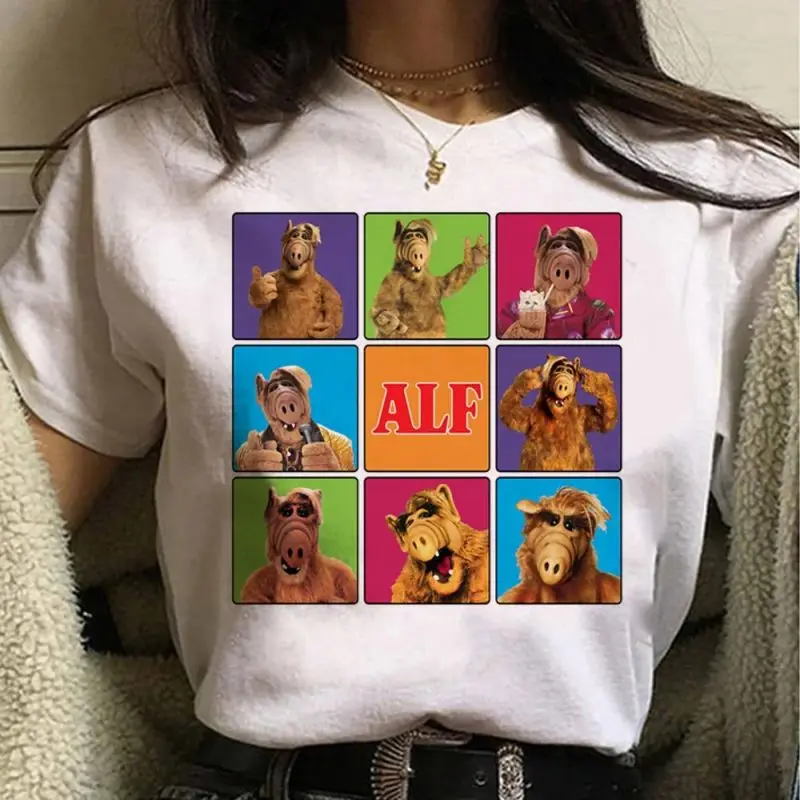 Alf Printed Y2K T-shirt Women 90s Trend New Female Tee Fashion Cartoon Short Sleeve T Shirt Graphic Top Print Ladies Clothing