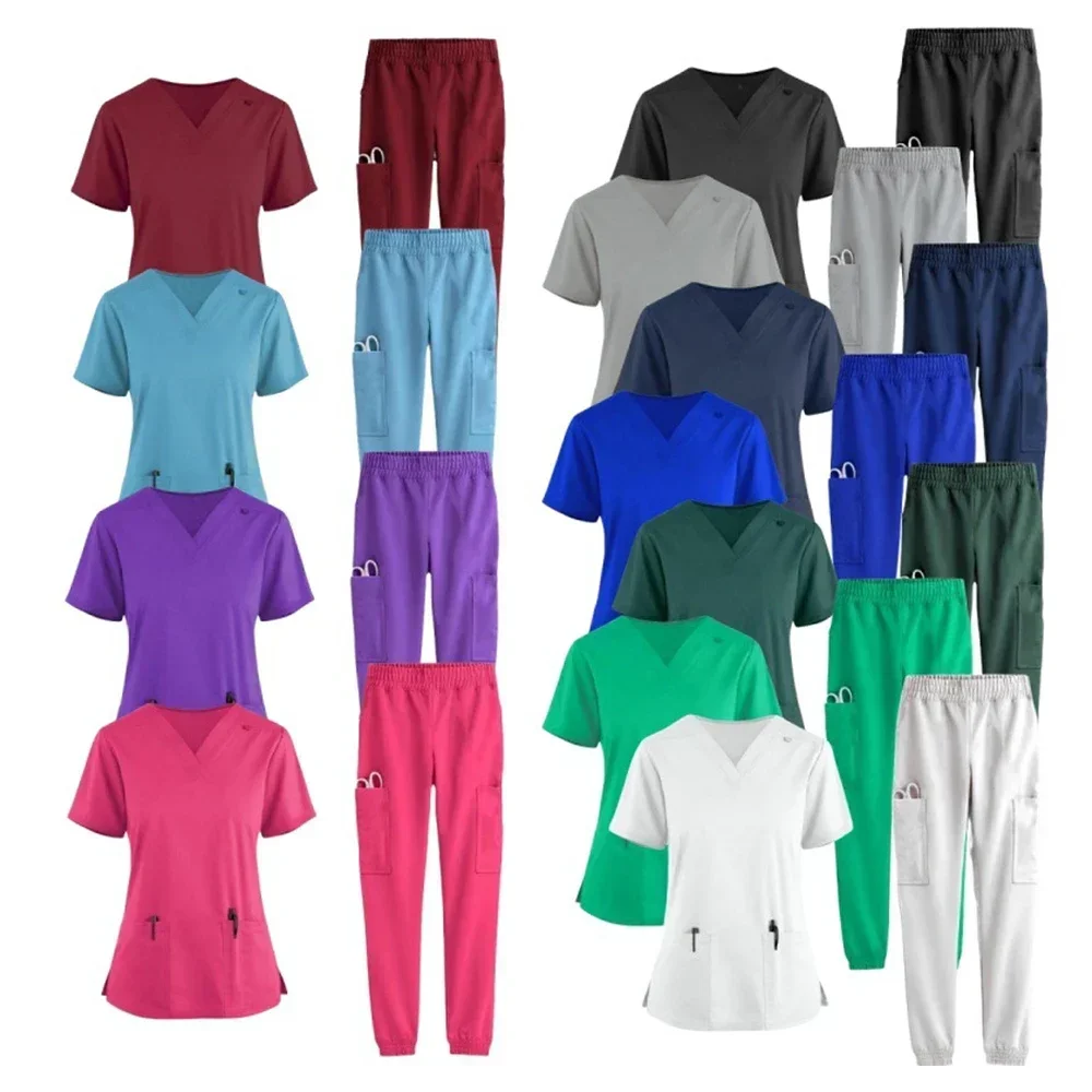 병원 수술복 여성용 스크럽 세트, 의료 유니폼, 의사 간호사 액세서리, 치과 클리닉 스크럽 세트, 미용실 작업복