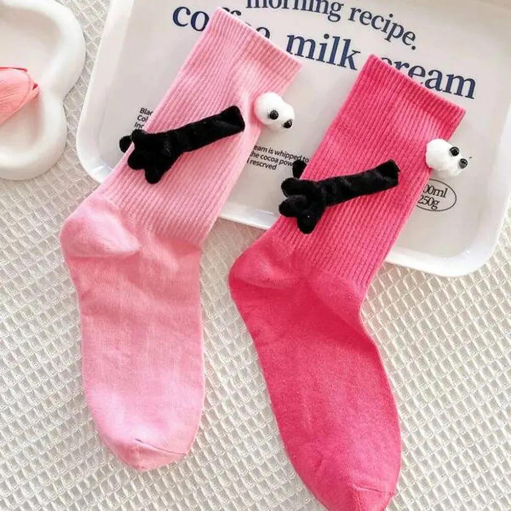 3 Pairs Dopamine Lovers\' Medium Tube Socks Pink Middle Calf Sock Cute Parent Children Sisters Soft Interactive Women Short Socks