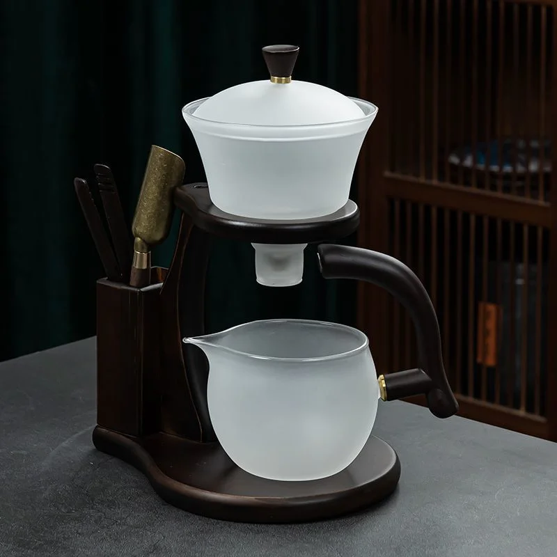 Glass Tea Set Cloud Mist Pavilion Design Magnetic Self Brewing Gift Box