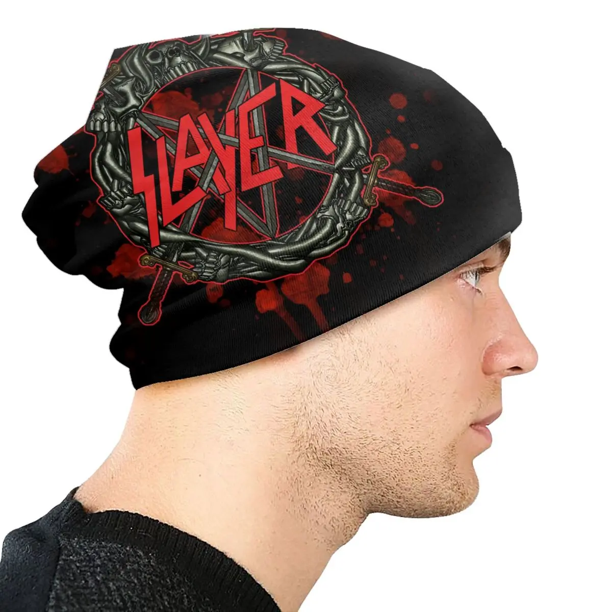 Custom Heavy Metal Rock Slayers Logo Beanies Caps Men Women Unisex Hip Hop Winter Warm Knit Hat Adult Thrash Band Bonnet Hats