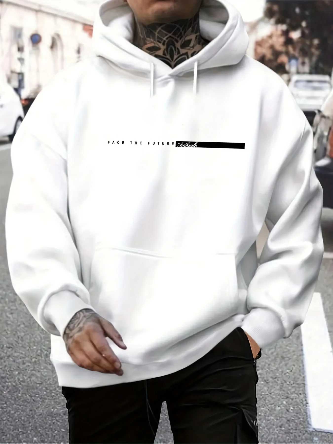 

Мужская весенне-осенняя повседневная теплая свободная модная классическая толстовка с капюшоном и длинными рукавами с буквенным принтом и круглым вырезом