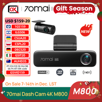 New 70mai M800 4k Dash Cam eMMC 128GB HDR 24H Parking Monitor LTE 4G Compatible Voice Control Car DVR Built-in GPS ADAS 2160P