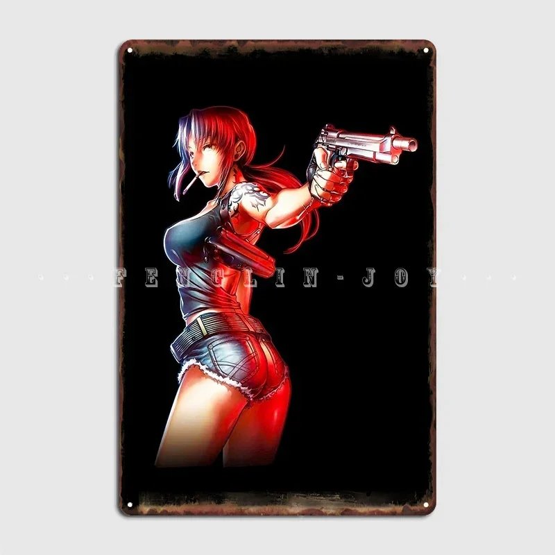 Black Lagoon Revy Metal Sign Cinema Kitchen Home Wall Decor Personalized Tin Sign Poster