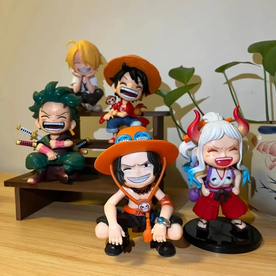 10cm One Piece Anime Figur Luffy Zoro Sanji Sitzende Pose Actionfigur PVC Modell Sammlerstück Statue Puppe Spielzeug Geburtstagsgeschenk
