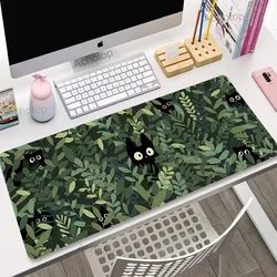 Lindo gato grande teclado para juegos alfombrilla de ratón XL planta verde ordenador Gamer Tablet alfombrilla de ratón larga XXL 900x400 alfombrillas de ratón para jugar