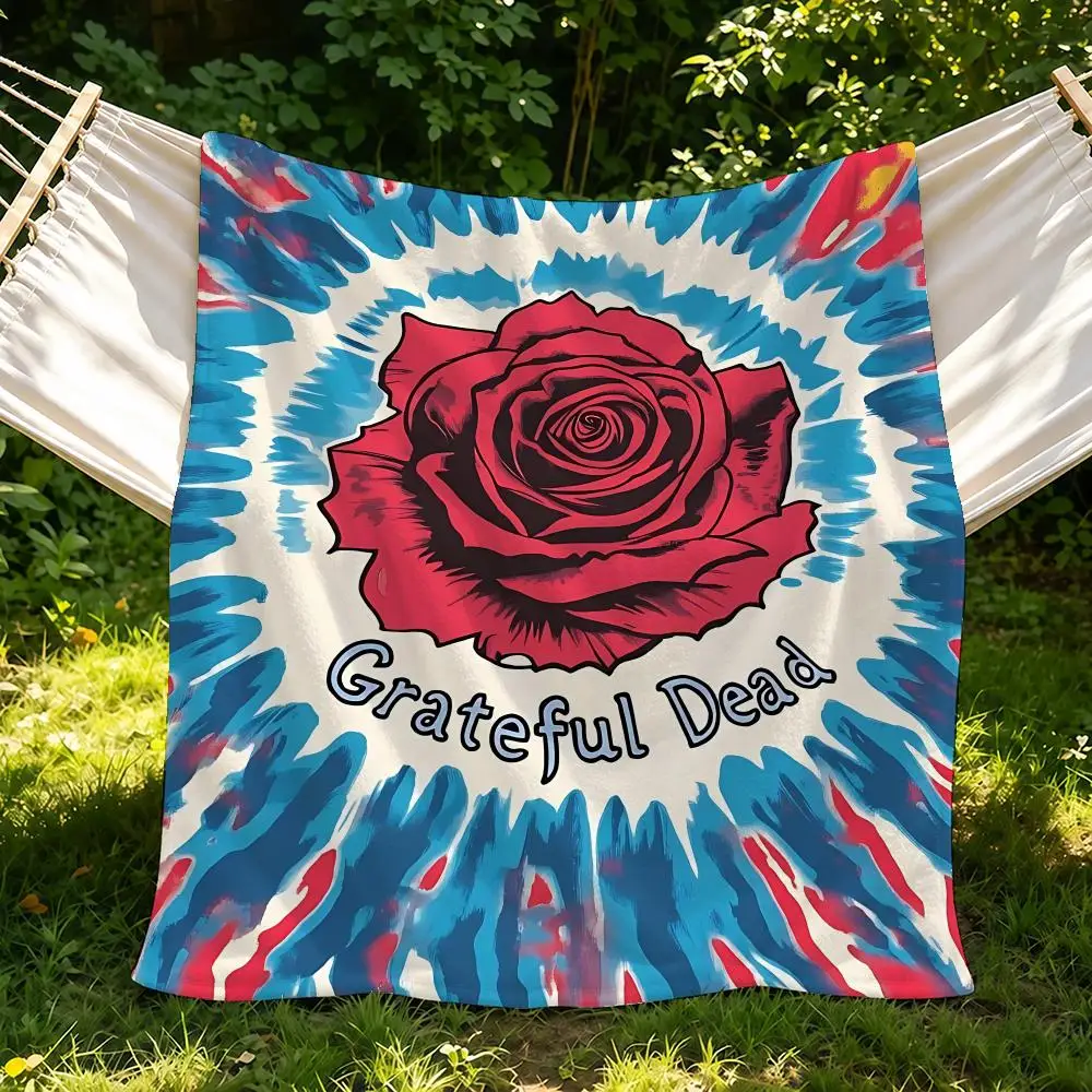Jam Band Grateful Dead Throw Soft Custom Printed Flannel Throw Blanket, for Home, Travel & Camping