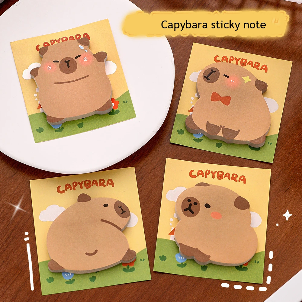 kawaii capybara sticky notes indice notepad acessorios de escritorio diario memo pad scratch paper papelaria estetica bonito pacotes 01