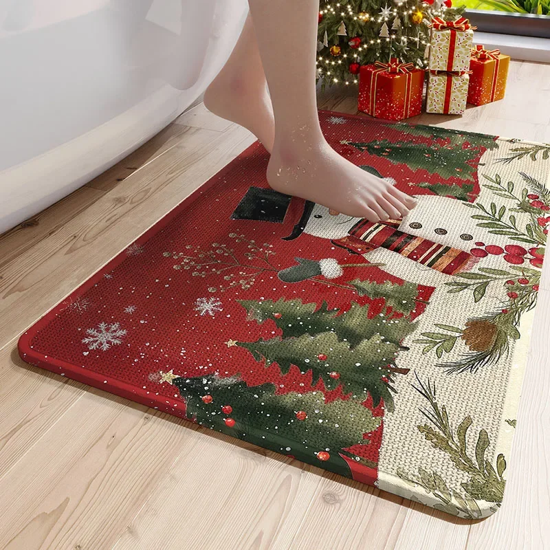 American Christmas Day Printed Foot Pad Bathroom Absorbent Quick-Drying Entrance Mat Multifunctional Anti-Skid Floor Covering