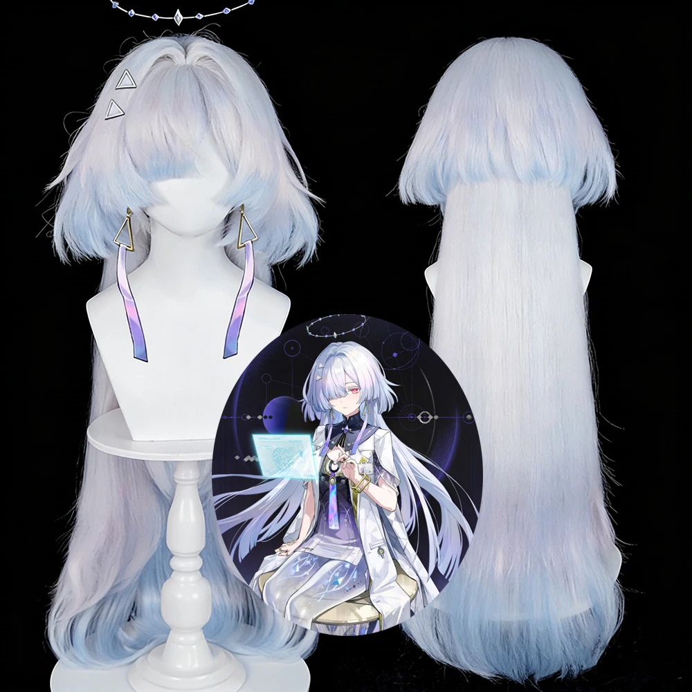 วิกผมคอสเพลย์ MORNYE จากเกม Wuthering Waves สำหรับผู้หญิง สไตล์โลลิต้า สีเงิน-น้ำเงินไล่เฉด ผมยาว ทนความร้อน วิกผมสังเคราะห์ สำหรับงานคาร์นิวัล